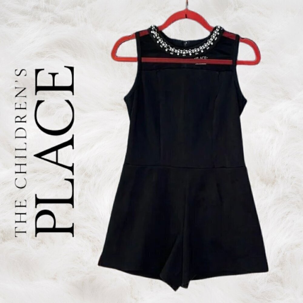 The Children's Place Girls Size 16 Black Romper Sleeveless Jumpsuit Shorts